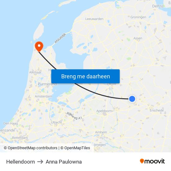 Hellendoorn to Anna Paulowna map