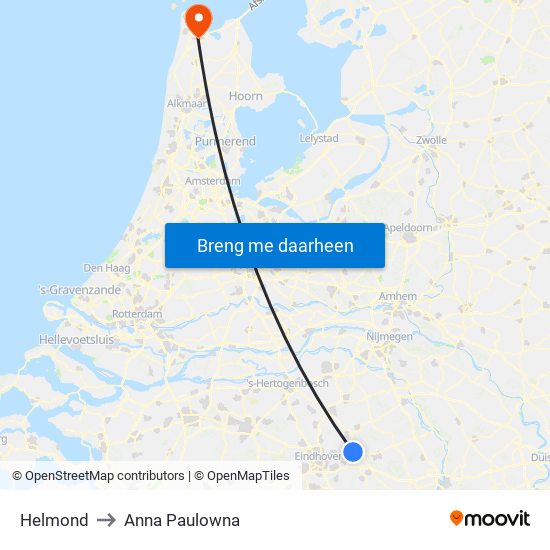 Helmond to Anna Paulowna map
