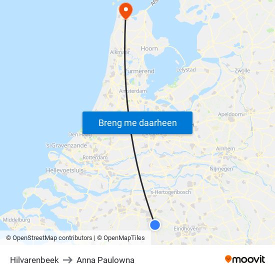 Hilvarenbeek to Anna Paulowna map