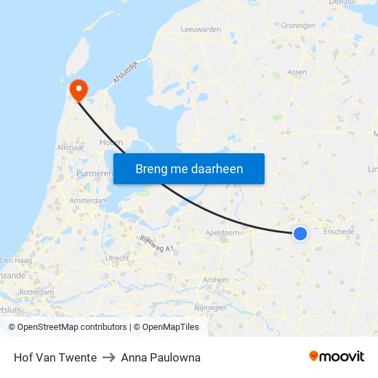 Hof Van Twente to Anna Paulowna map