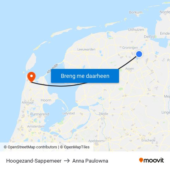 Hoogezand-Sappemeer to Anna Paulowna map