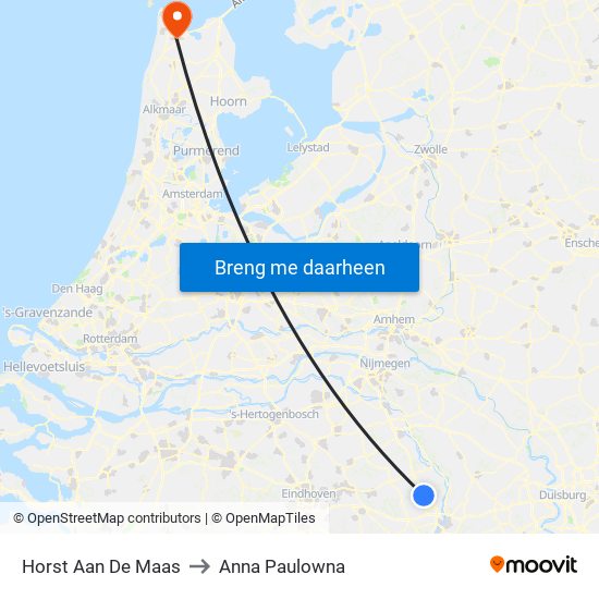 Horst Aan De Maas to Anna Paulowna map