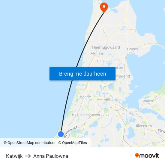 Katwijk to Anna Paulowna map