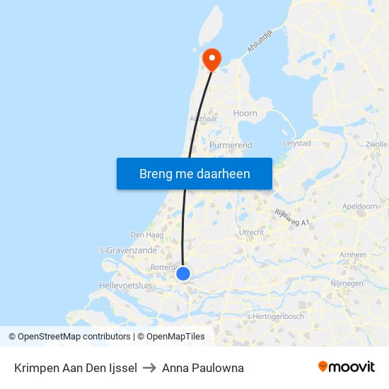 Krimpen Aan Den Ijssel to Anna Paulowna map