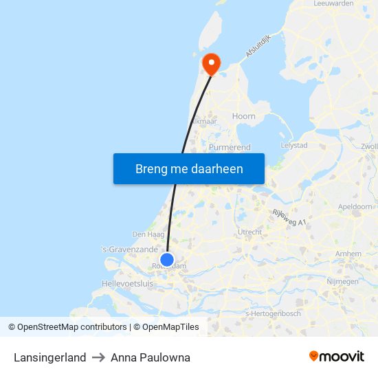 Lansingerland to Anna Paulowna map