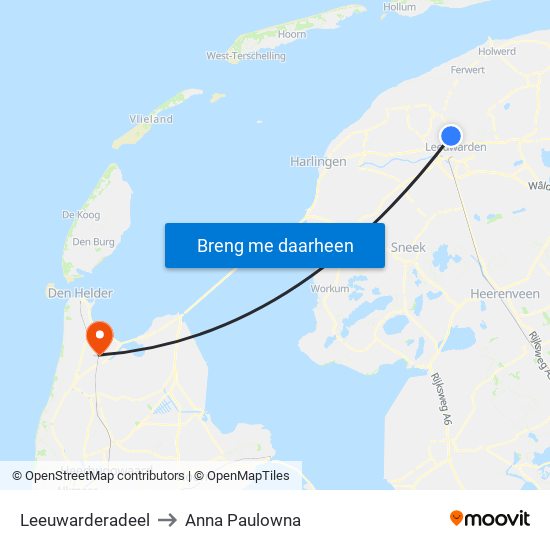 Leeuwarderadeel to Anna Paulowna map