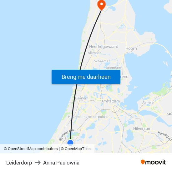 Leiderdorp to Anna Paulowna map