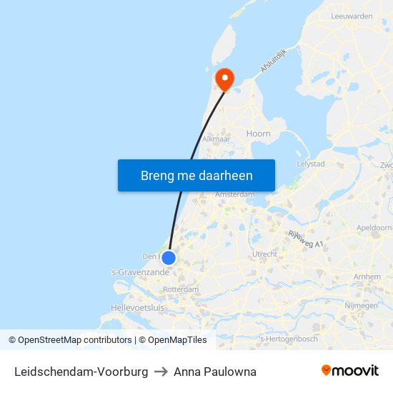 Leidschendam-Voorburg to Anna Paulowna map