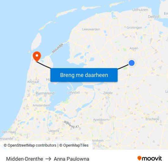 Midden-Drenthe to Anna Paulowna map