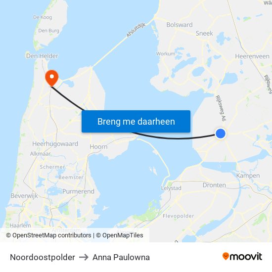 Noordoostpolder to Anna Paulowna map