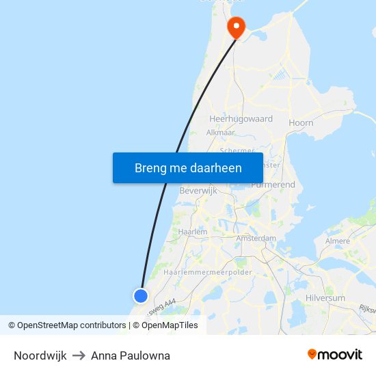 Noordwijk to Anna Paulowna map