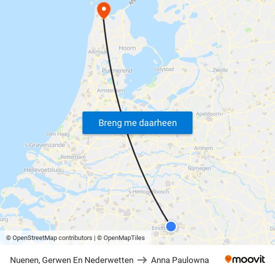 Nuenen, Gerwen En Nederwetten to Anna Paulowna map