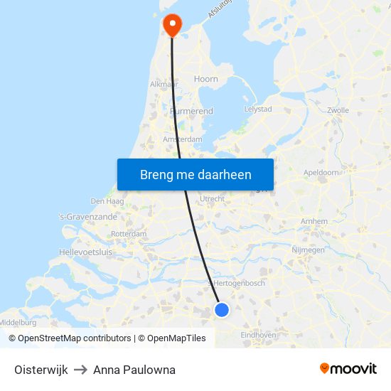 Oisterwijk to Anna Paulowna map