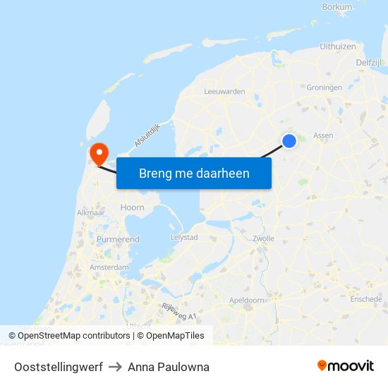 Ooststellingwerf to Anna Paulowna map