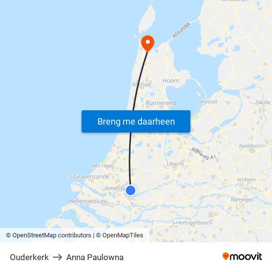 Ouderkerk to Anna Paulowna map