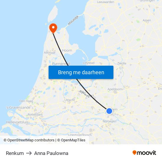 Renkum to Anna Paulowna map