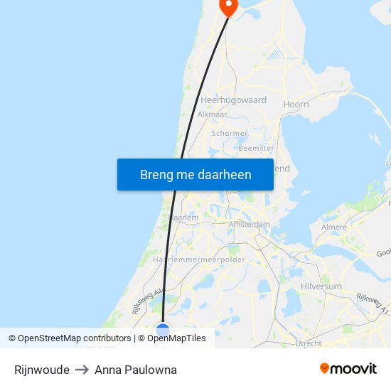 Rijnwoude to Anna Paulowna map