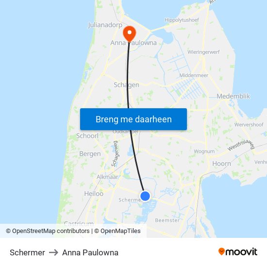 Schermer to Anna Paulowna map