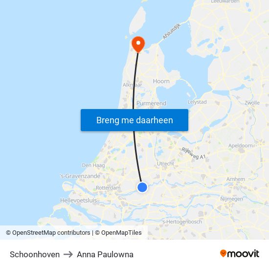 Schoonhoven to Anna Paulowna map