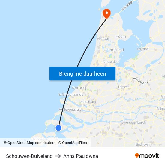 Schouwen-Duiveland to Anna Paulowna map