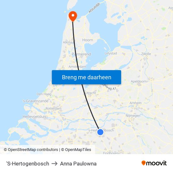 'S-Hertogenbosch to Anna Paulowna map