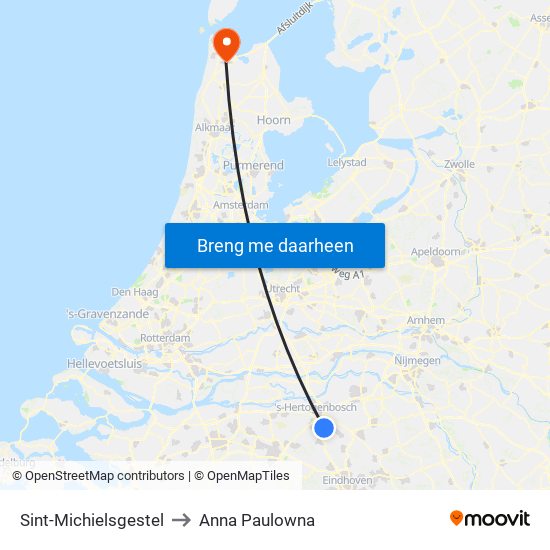 Sint-Michielsgestel to Anna Paulowna map