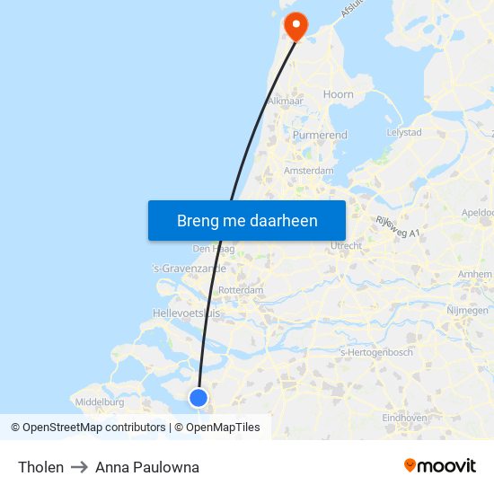 Tholen to Anna Paulowna map