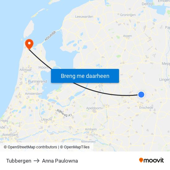 Tubbergen to Anna Paulowna map