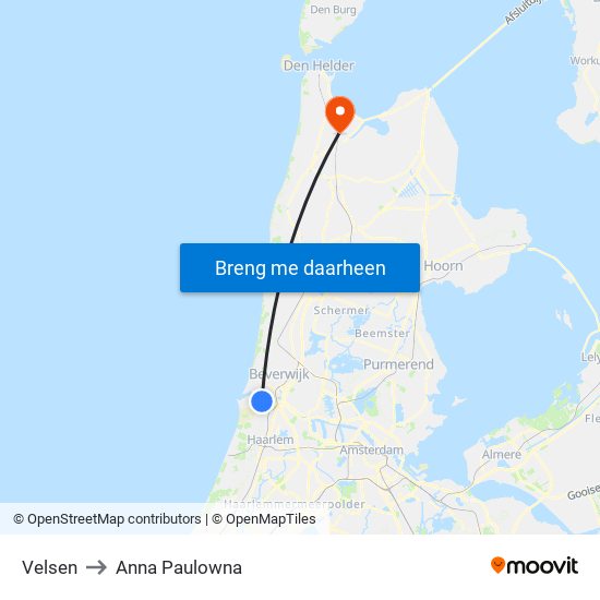 Velsen to Anna Paulowna map