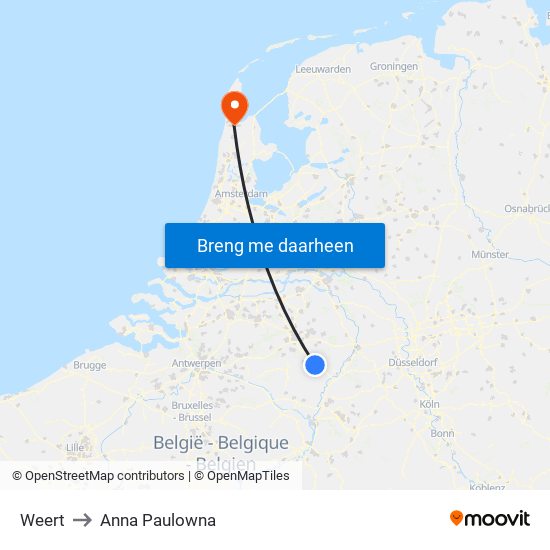 Weert to Anna Paulowna map