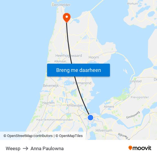 Weesp to Anna Paulowna map