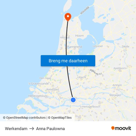 Werkendam to Anna Paulowna map