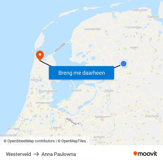 Westerveld to Anna Paulowna map