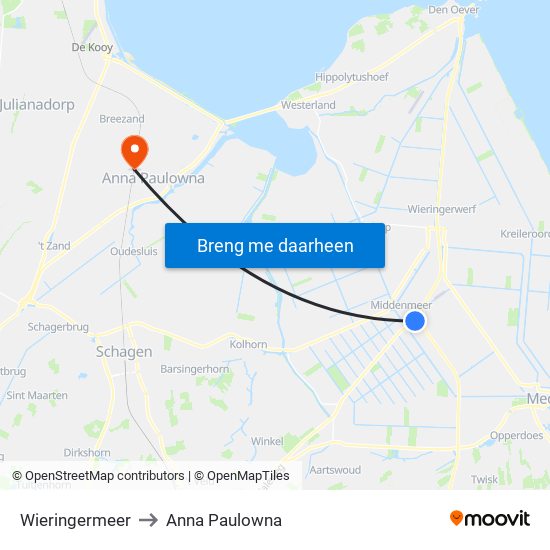 Wieringermeer to Anna Paulowna map