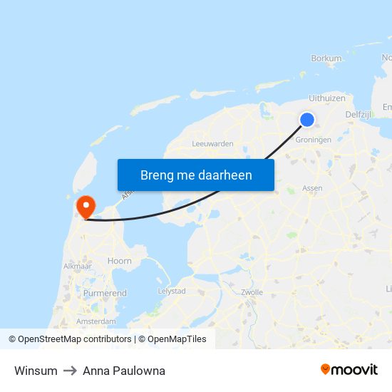 Winsum to Anna Paulowna map