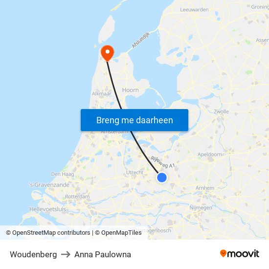 Woudenberg to Anna Paulowna map