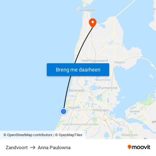 Zandvoort to Anna Paulowna map