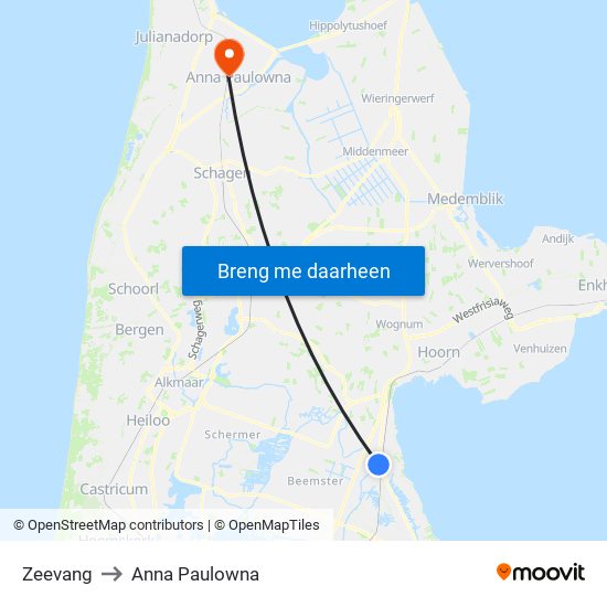 Zeevang to Anna Paulowna map