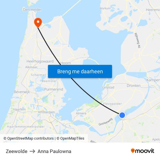 Zeewolde to Anna Paulowna map