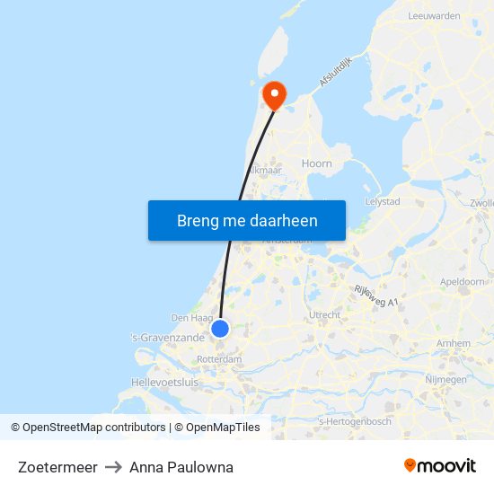 Zoetermeer to Anna Paulowna map