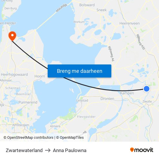 Zwartewaterland to Anna Paulowna map