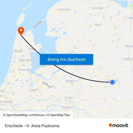 Enschede to Anna Paulowna map