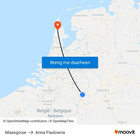 Maasgouw to Anna Paulowna map