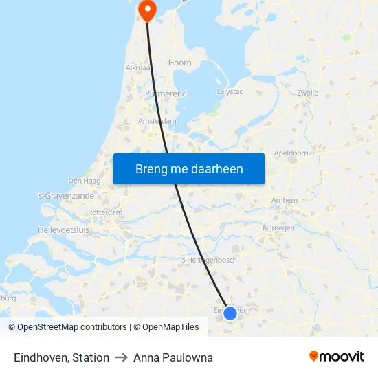 Eindhoven, Station to Anna Paulowna map