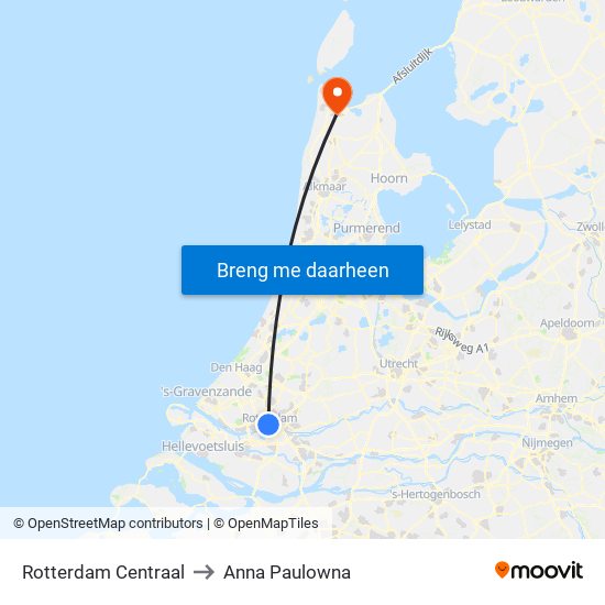 Rotterdam Centraal to Anna Paulowna map