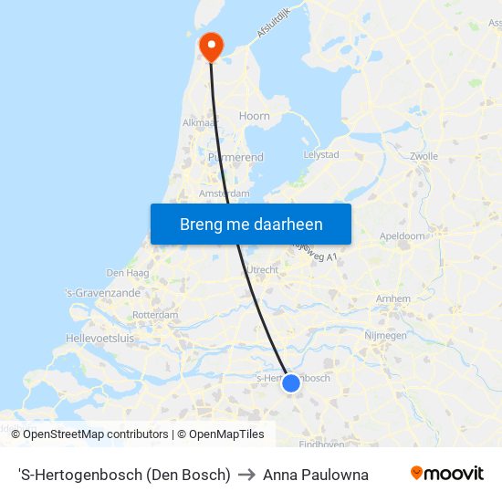 'S-Hertogenbosch (Den Bosch) to Anna Paulowna map