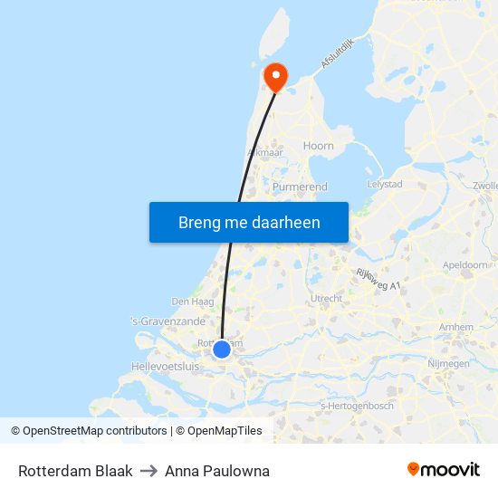 Rotterdam Blaak to Anna Paulowna map
