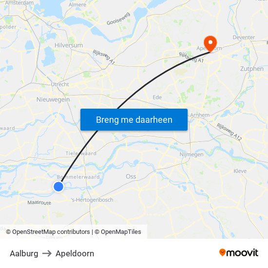 Aalburg to Apeldoorn map