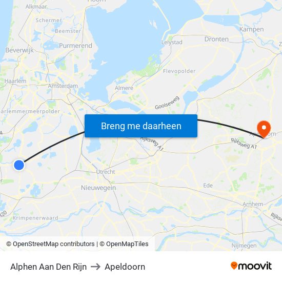 Alphen Aan Den Rijn to Apeldoorn map