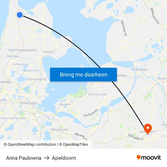 Anna Paulowna to Apeldoorn map